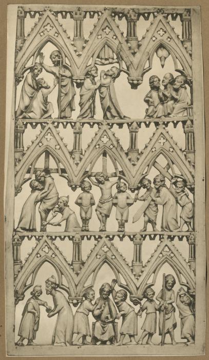 Openwork panel, 3 registers, 3 arches across (frise d'arcatures; plaque ajourée) (Front)