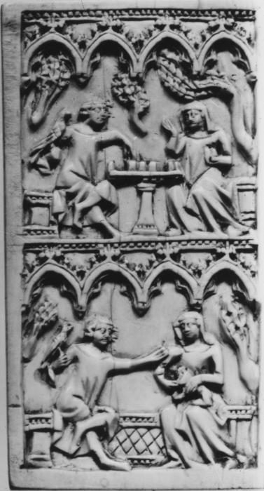Writing tablets, 2 registers, 4 arches across (frise d'arcatures; tablettes à écrire) (Front)