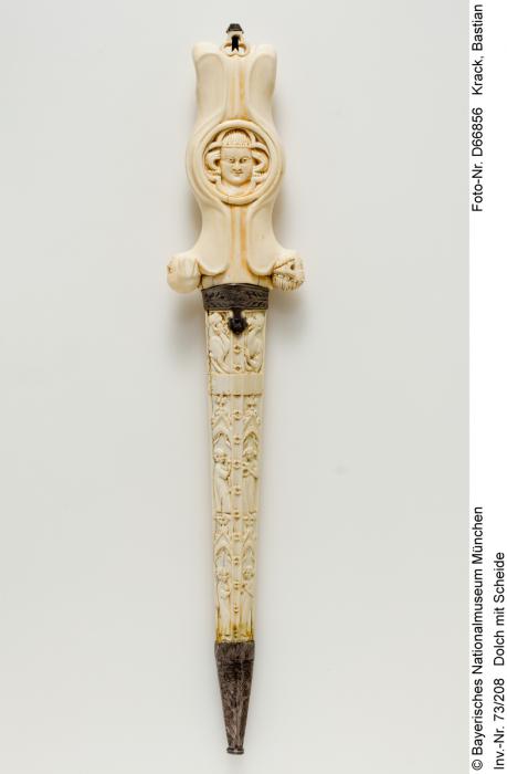 Dagger handle and sheath, with arches and bands of rosettes (manche et fourreau de poignard; décor de roses) (Side 1)
