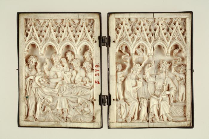 Diptych, 1 register, 4 arches across (plaquettes; frise d'arcatures) (Front)