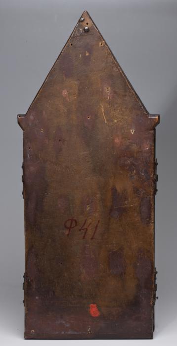 Panels (fragments), reused to form a gabled triptych, 4 registers (Back, closed)