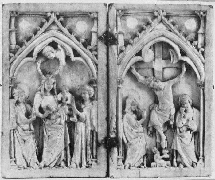 Diptych, 1 register, 1 arch across (plaquettes; colonnettes) (Front)