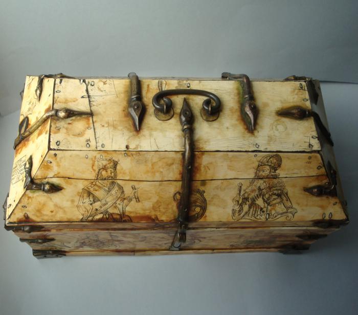 Casket with pitched lid (coffret); known as 'Arqueta de los Reyes' (Kings' Casket) (Front)