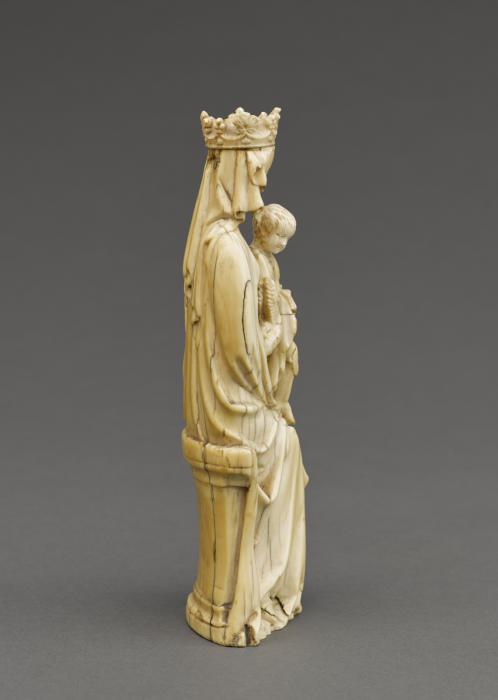 Statuette; known as 'Vierge à l'Enfant au chardonneret' (Side)