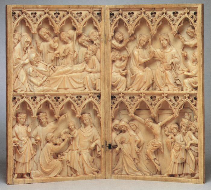 Diptych, 2 registers, 4 arches across (frise d'arcatures) (Front)