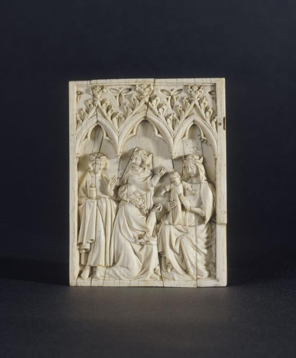 Wing, left (fragment of a diptych), 1 register, 3 arches across (plaquette; frise d'arcatures) (Front)