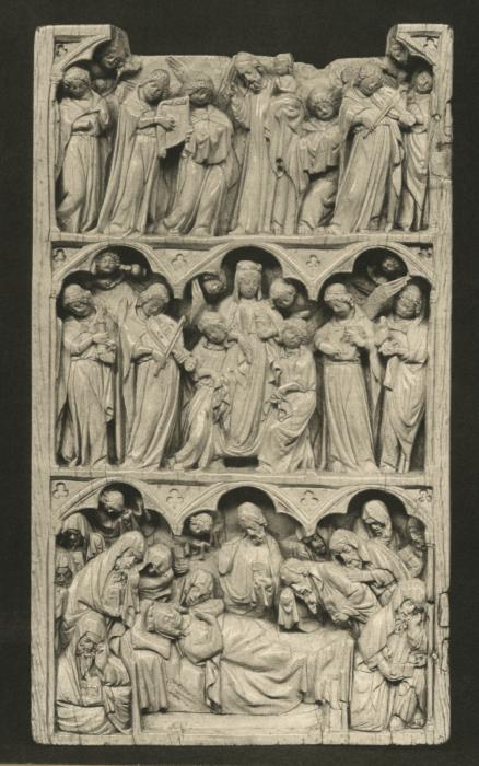 Wing, left (fragment of a diptych), 3 registers, 3 arches across (frise d'arcatures) (Front)
