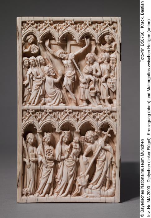 Diptych, 2 registers, 5 arches across (frise d'arcatures) (Wing, left, front)
