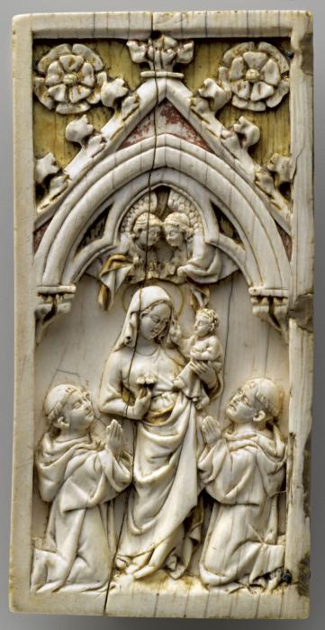 Wing, left (fragment of a diptych), 1 register, 1 arch across (plaquette) (Front)