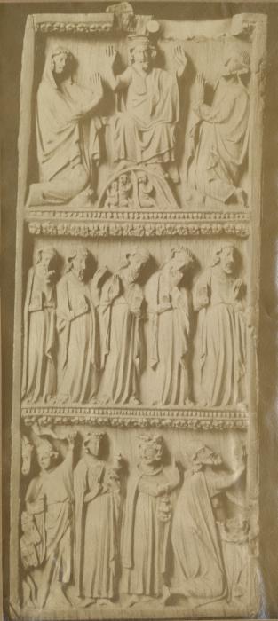 Wing, left (part of a diptych), 3 registers, bands of rosettes (décor de roses) (Front)