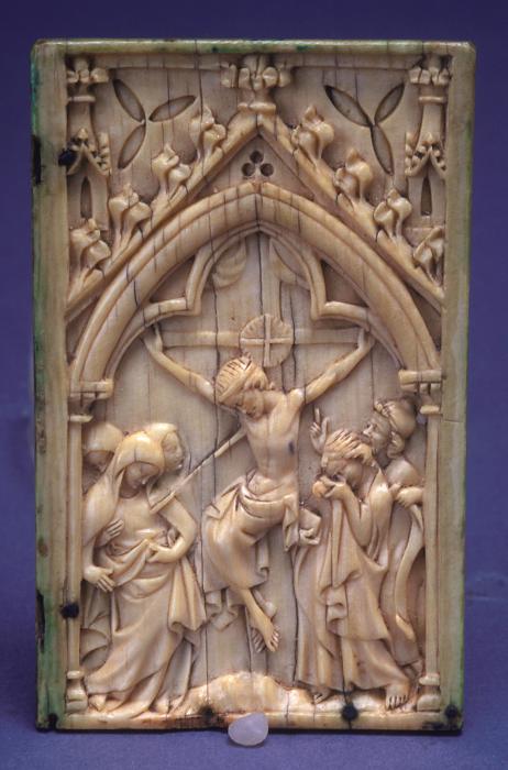 Wing, right (fragment of a diptych), 1 register, 1 arch across (plaquette; colonnettes) (Front)
