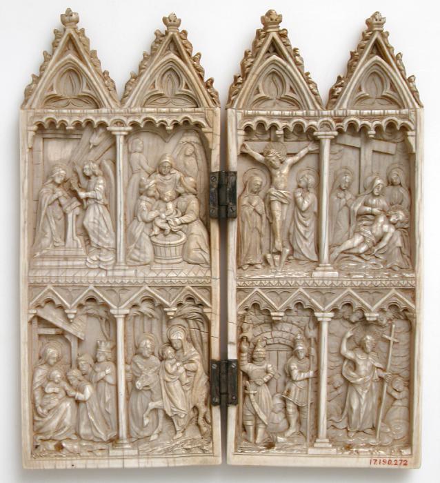 Gabled diptych, 2 registers (colonnettes) (Front)