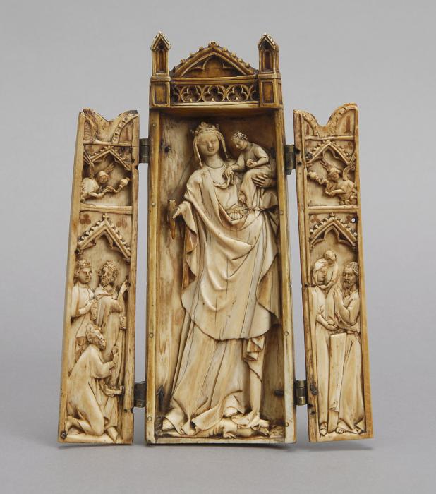 Gabled triptych, 1 register and 2 registers (tabernacle) (Front)