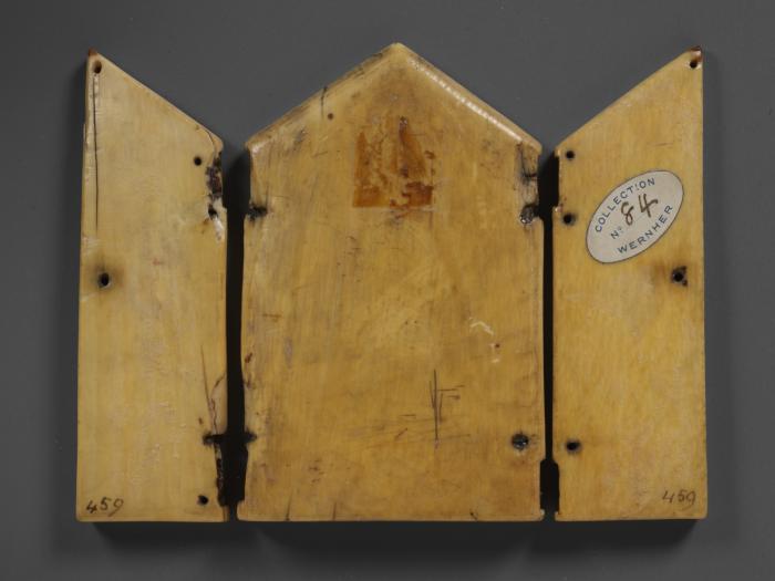 Centre panel (part of a gabled triptych), 3 registers, 1 arch across (plaquette) (Back)