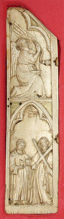 Gabled wing, left (fragment of a polyptych), 2 registers, 1 arch across (tabernacle) (Front)