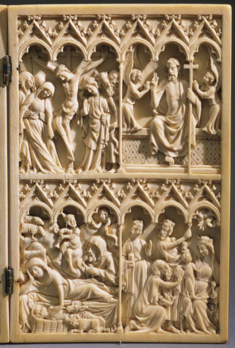 Diptych, 2 registers, 6 arches across (frise d'arcatures; colonnettes) (Wing, right)
