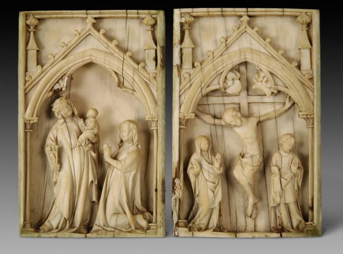 Diptych, 1 register, 1 arch across (plaquette; colonnettes) (Front)