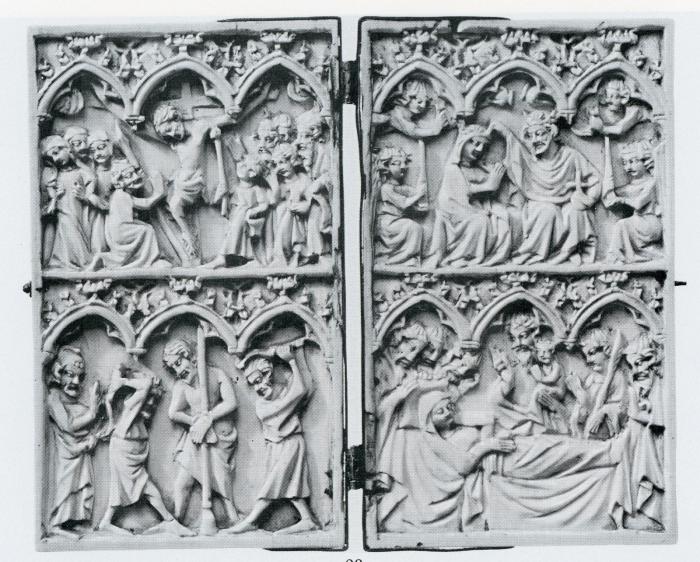 Diptych, 2 registers, 3 arches across (frise d'arcatures; colonnettes) (Front)