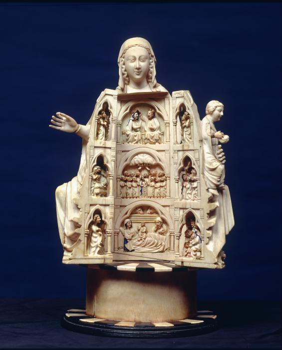 Opening Virgin triptych (Vierge ouvrante; Virxe abrideira; colonnettes); known as the Virgen Abridera de Allariz (Front, open)