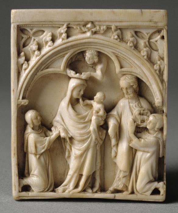 Wing, left, upper register (fragment of a diptych), 1 register, 1 arch across (Front)