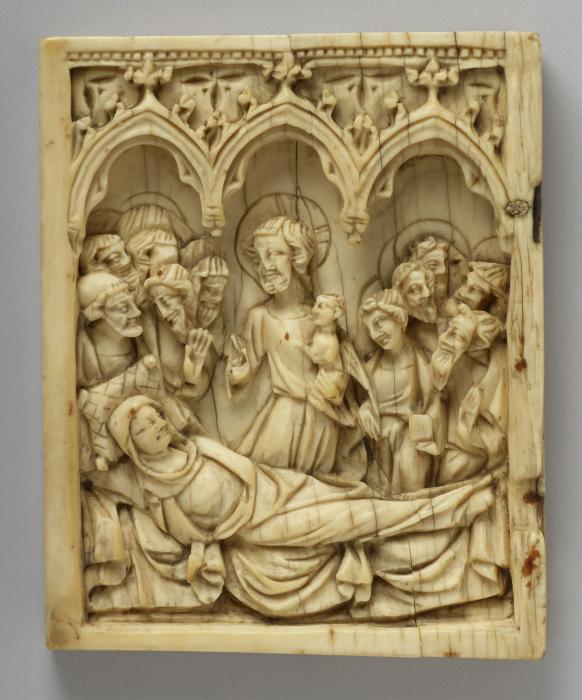 Wing, left (fragment of a diptych), 1 register, 3 arches across (plaquette; frise d'arcatures) (Front)