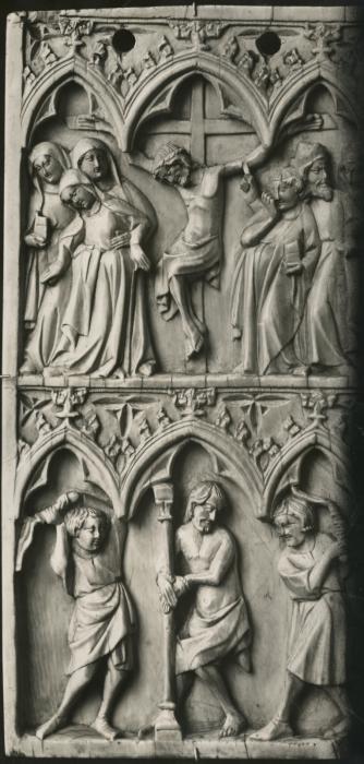 Wing, left (part of a diptych), 2 registers, 3 arches across (frise d'arcatures) (Front)