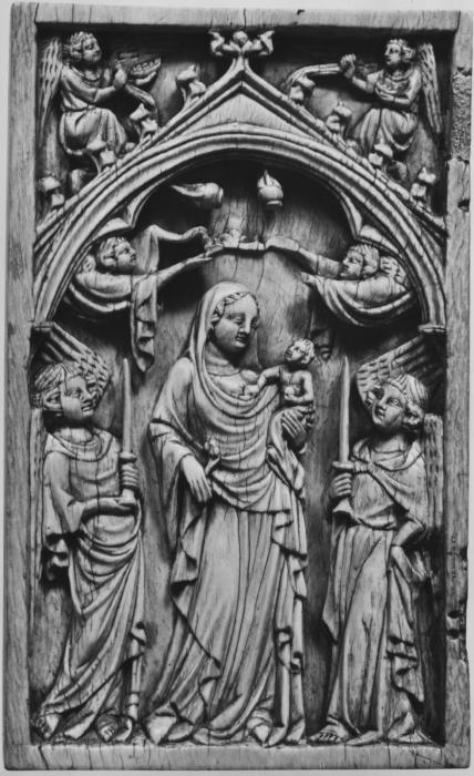 Wing, left (fragment of a diptych), 1 register, 1 arch across (plaquette; colonnettes) (Front)
