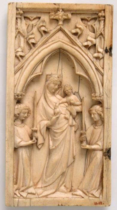 Wing, left (fragment of a diptych), 1 register, 1 arch across (plaquette) (Front)