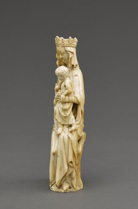 Statuette; known as 'Vierge à l'Enfant au chardonneret' (Side)