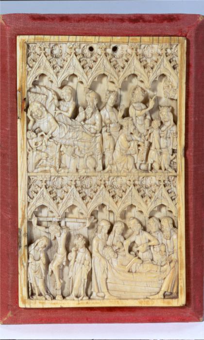 Wing, right (fragment of a diptych), 2 registers, 5 arches across (frise d'arcatures) (Front)