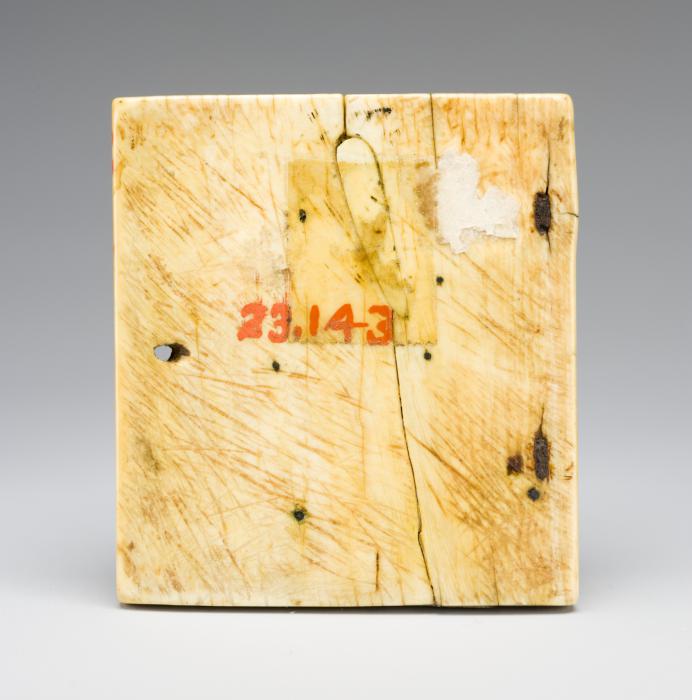 Wing, right (fragment of a diptych), 1 register, 1 arch across (plaquette) (Back)