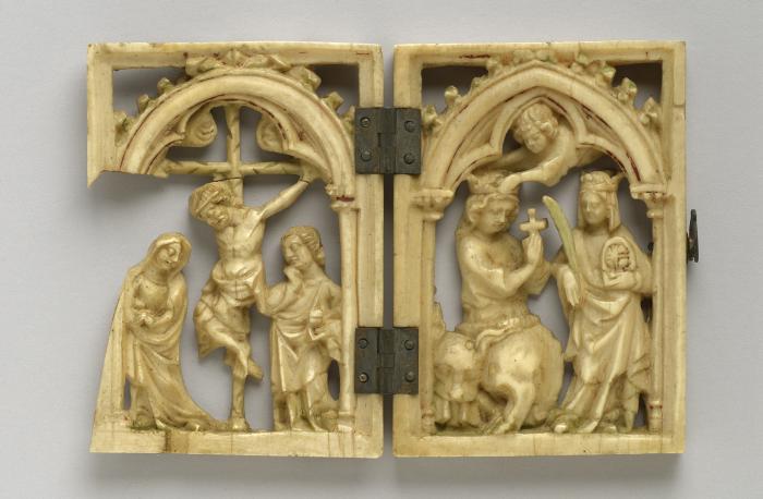 Openwork diptych, 1 register, 1 arch across (diptyque ajouré; colonnettes) (Front)