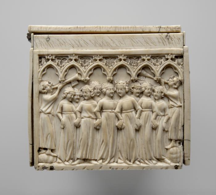 Casket with arches and quatrefoils (coffret; quatre-feuilles; frise d'arcatures) (End, right)