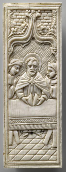 Panel (probably fragment of a box), 1 register, 1 ogee arch across (plaquette) (Front)