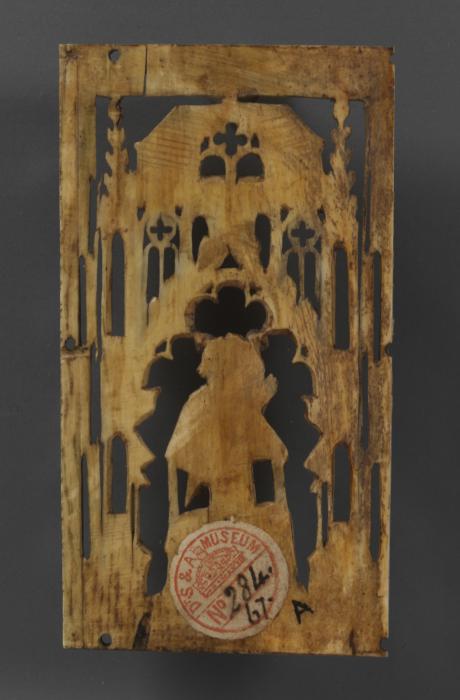Openwork panel (part of a casket), 1 register, 2 arches across (plaque ajourée) (Back)