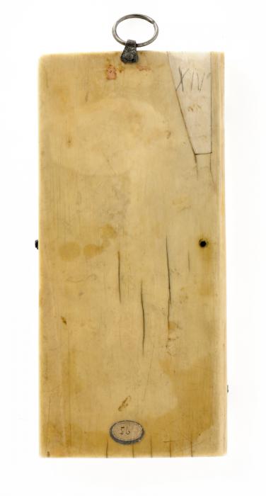 Wing, right (fragment of a diptych), 2 registers, bands of rosettes (décor de roses) (Back)