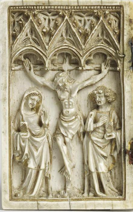 Diptych, 1 register, 3 arches across (frise d'arcatures; plaquettes) (Wing, left)