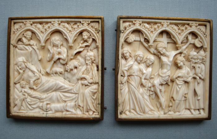 Diptych, 1 register, 3 arches across (plaquette; frise d'arcatures) (Front)