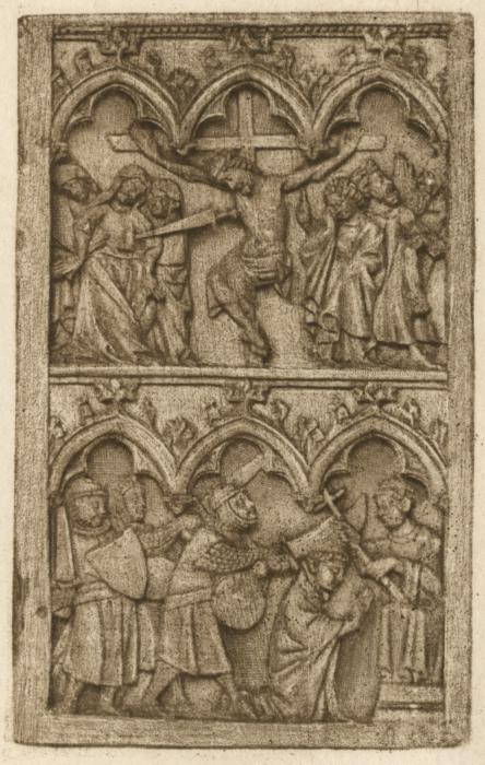 Wing, right (fragment of a diptych), 2 registers, 3 arches across (frise d'arcatures) (Front)