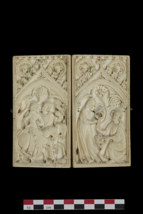 Writing tablets or box, 1 register, 1 arch across, bands of rosettes (plaquettes; tablettes à écrire; boite; décor de roses) (Front)