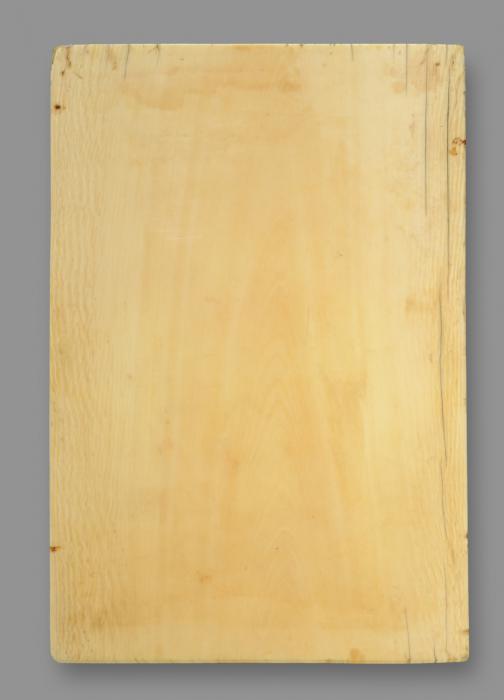 Wing, left (part of a diptych), 1 register, 1 arch across, bands of rosettes (plaquette; décor de roses) (Back)
