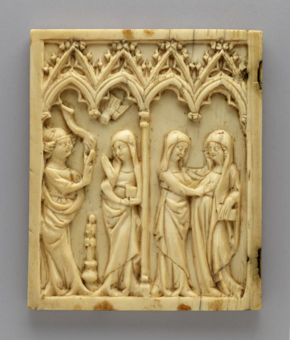 Wing, left (fragment of diptych), 1 register, 4 arches across (plaquette; frise d'arcatures; colonnette) (Front)
