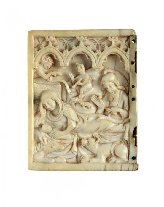 Wing, left (fragment of a diptych), 1 register, 3 arches across (plaquette; frise d'arcatures) (Front)
