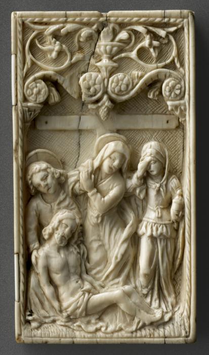 Wing, right (fragment of a diptych), 1 register, 1 arch across (plaquette) (Front)