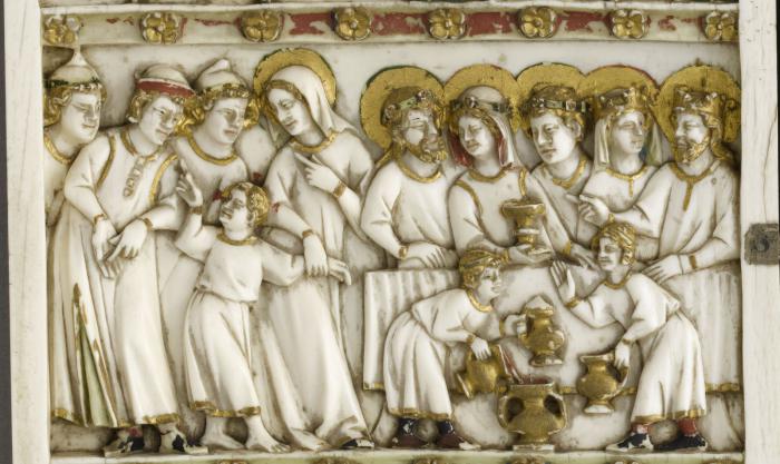 Diptych, 3 registers, bands of rosettes (décor de roses) (Detail)