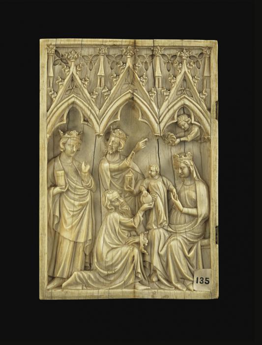 Wing, left (fragment of a diptych), 1 register, 3 arches across (plaquette; frise d'arcatures) (Front)