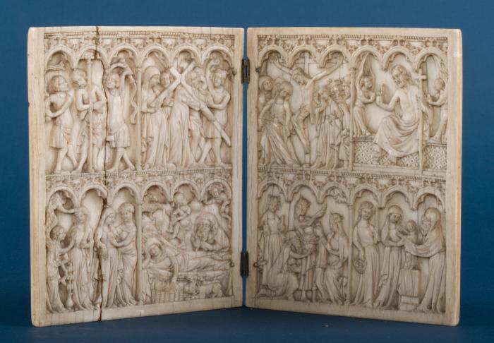 Diptych, 2 registers, 6 arches across (frise d'arcatures, colonnettes) (Front)