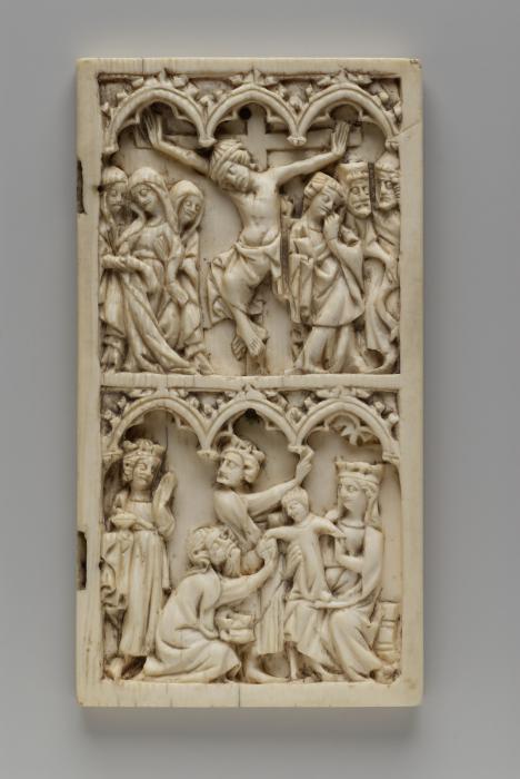 Wing, right (fragment of a diptych), 2 registers, 3 arches across (frise d'arcatures) (Front)