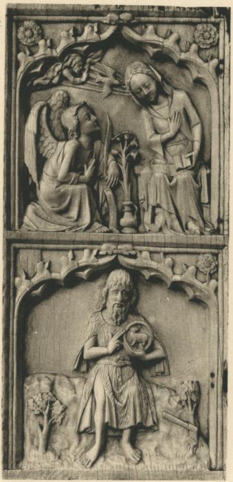 Wing, left (part of a polyptych, or triptych), 2 registers, 1 ogee arch across (plaquette) (Front)