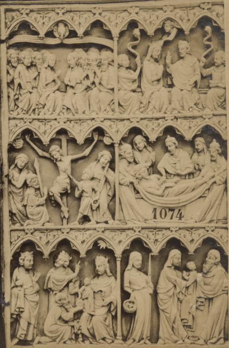 Diptych, 3 registers, 6 arches across (frise d'arcatures; colonnettes) (Wing, right)
